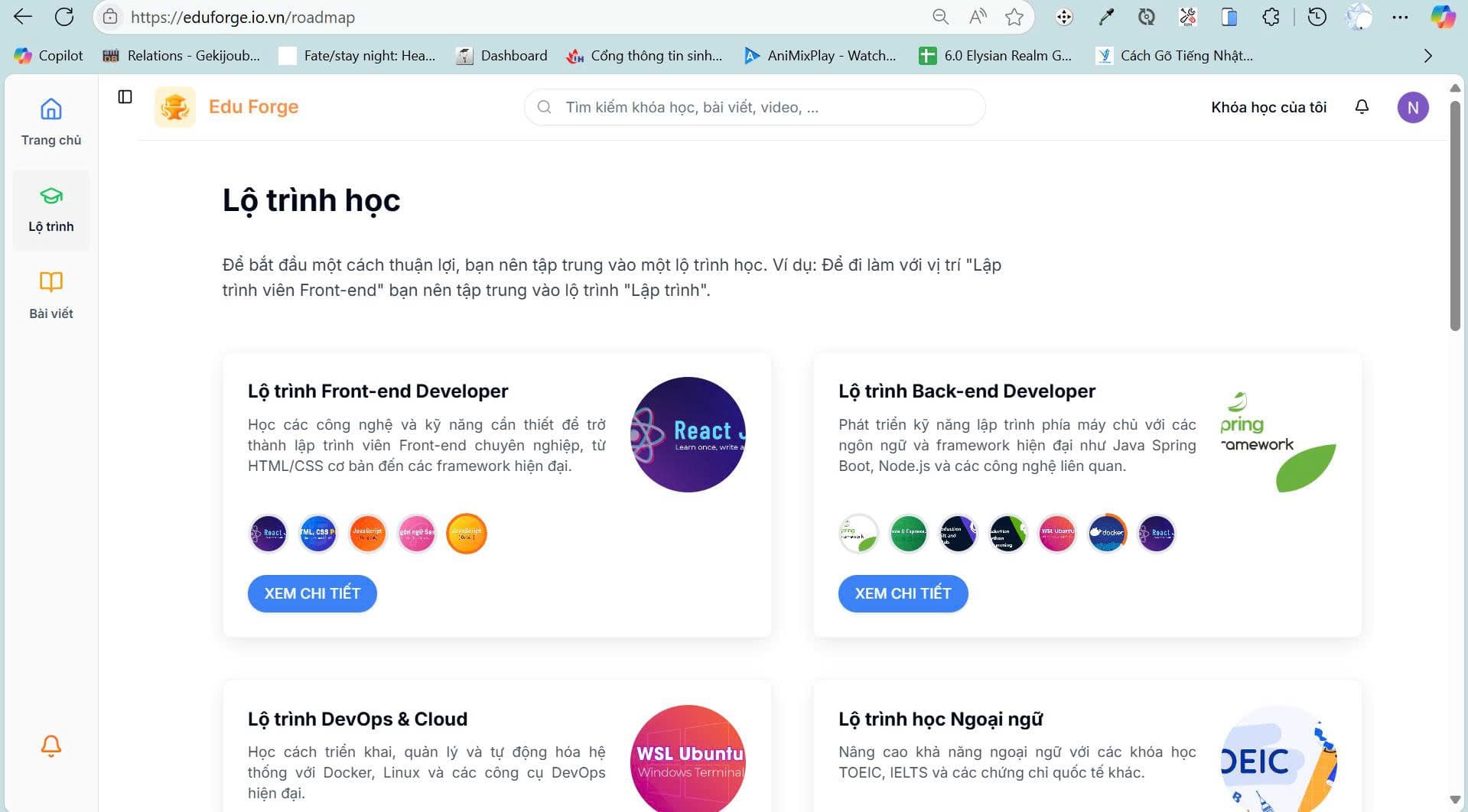 Lộ trình học tập