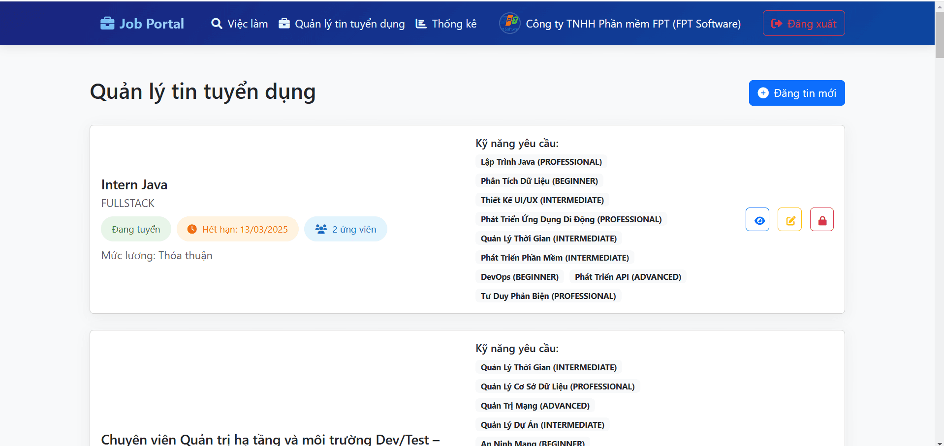 Quản lý tin tuyển dụng