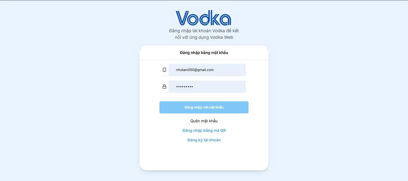 Đăng nhập bằng email và mật khẩu